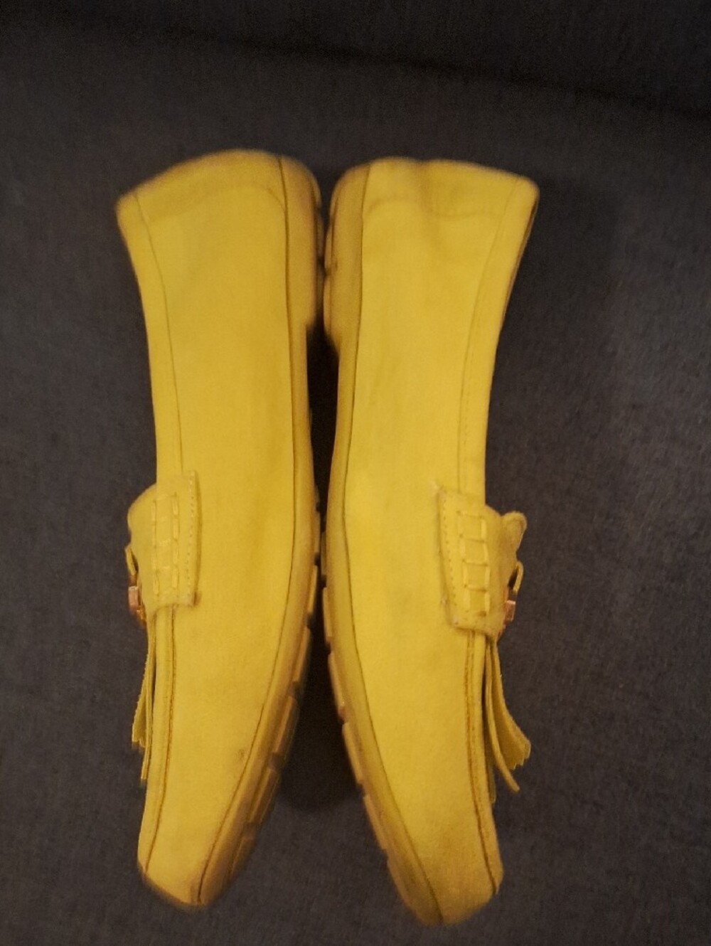 Women's Lime Fringe Loafers with Gold Accent - Picture 3 of 7